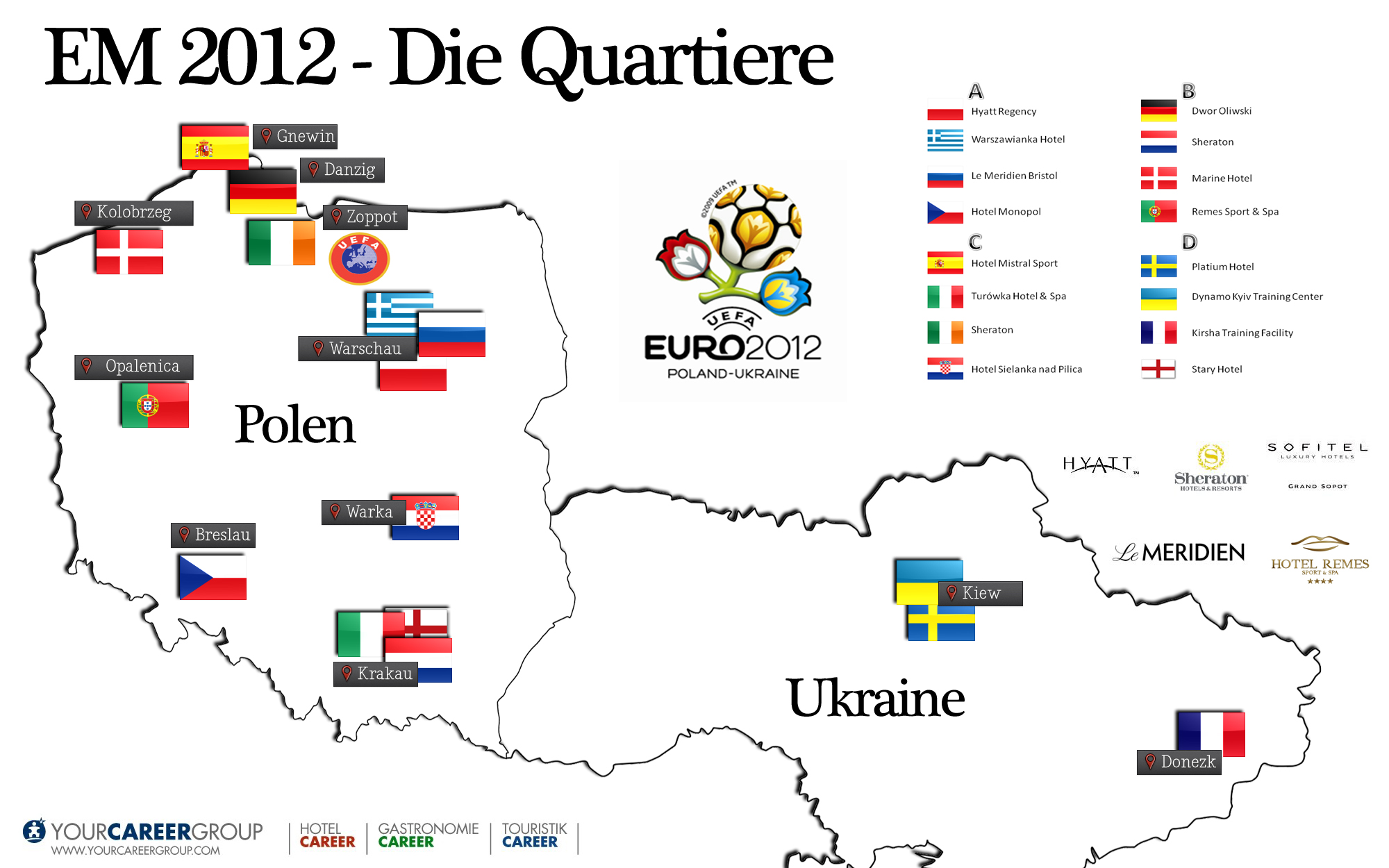 Quartiere der Nationalmannschaften bei der Euro 2012